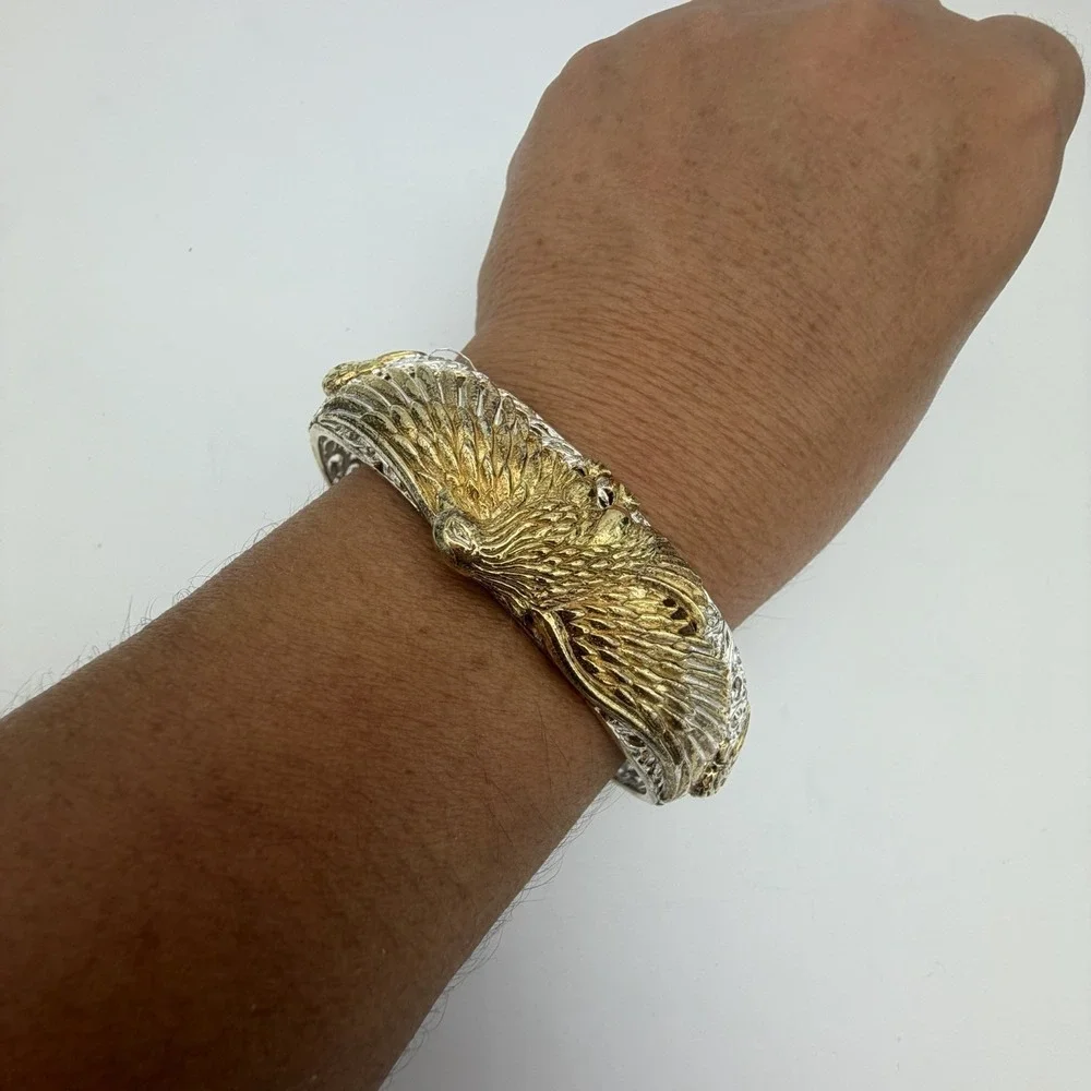 Bali Legacy Sterling Silver Eagle Cuff Bracelet 22K Gold‎ Vermeil